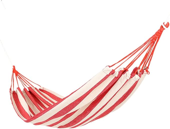 Cotton Hanging Rope Hammock, with Carry Bag and Rope Canvas Hanging Hammock, Light Portable Hammock, for Camping Beach Patio (Color : Red, Size : 190x80cm)