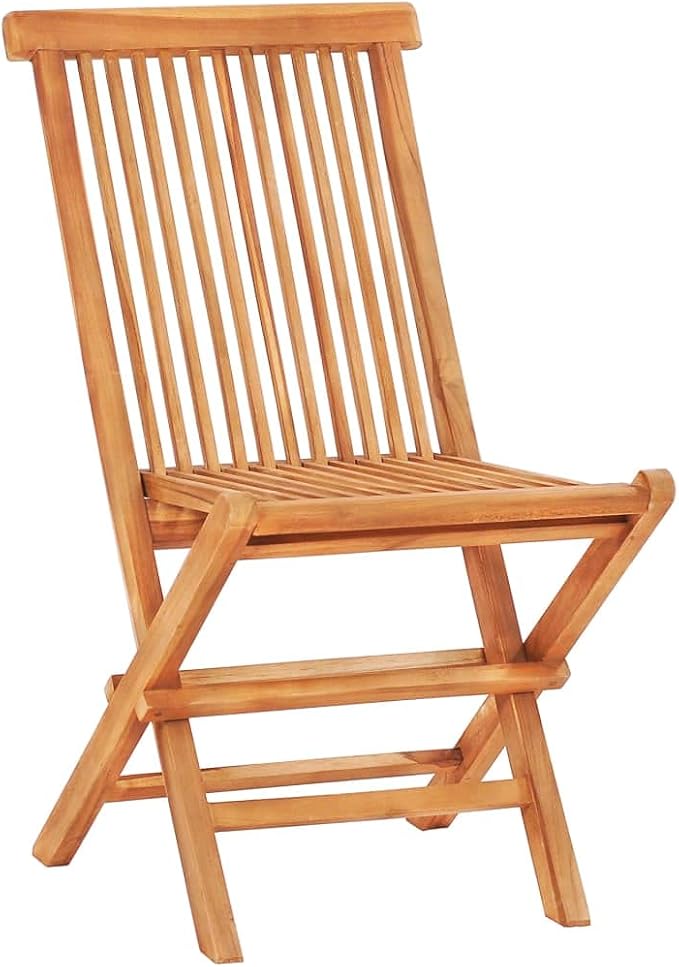 3-Piece Folding Bistro Set, Solid Teak Wood Patio Dining Furniture, Space-Saving Square Table and Two Chairs for Garden, Balcony, Terrace, and Outdoor Seating
