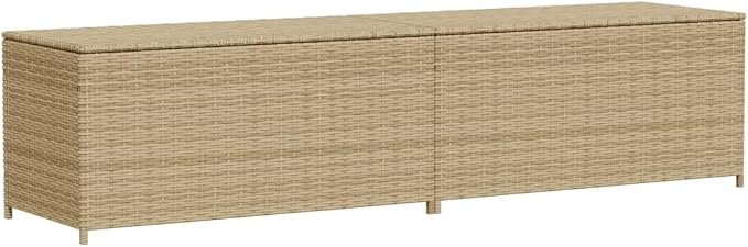 Wicker Outdoor Deck Box, Outdoor Garden Storage Box with Lid, PE Rattan Storage Container for Pillows, Cushions, Gardening Tools, 78.7"x19.7"x22.8" Mix Beige