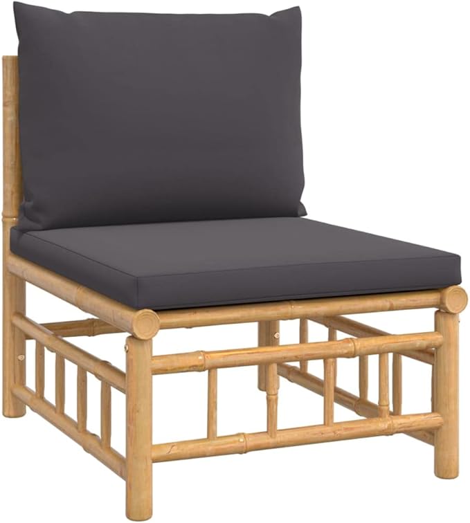8 Piece Patio Lounge Set with Dark Gray Cushions, Outdoor Dining Sets Outdoor Sofa Sets Patio Conversation Set Sectional Sofa for Piazza Garden Negotiation Area Exhibition Bamboo