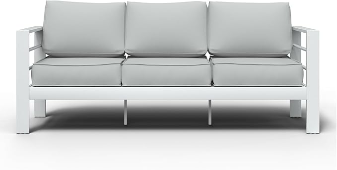 Aluminum Patio Furniture Set, 3-Seat Outdoor Furniture Set with 5 Inch Cushions, Patio Sets with Waterproof Covers for Backyard Garden(White)