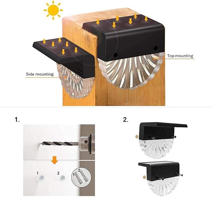 BUNEE Solar Deck Lights 4 Pack Waterproof Solar Step Lights Outdoor Stair Lights Solar Fence Lights Outside Decor for Backyard Garden Deck Fences Wall Patio Steps Stairs Porch