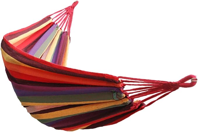 Portable Camping Hammock Canvas Swing Hanging Chair 190x85cm Striped Outdoor Hammock Garden and Travel Patio and Backyard Use