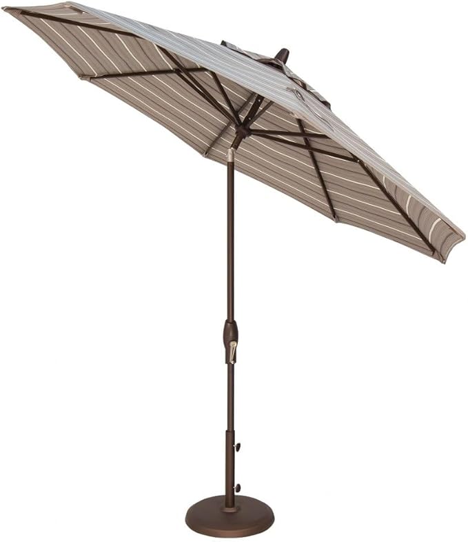 Treasure Garden 9-Foot Patio Umbrella - Outdoor Furniture Market Umbrella – Auto Tilt – Bronze Aluminum Frame (Obravia, Khaki)