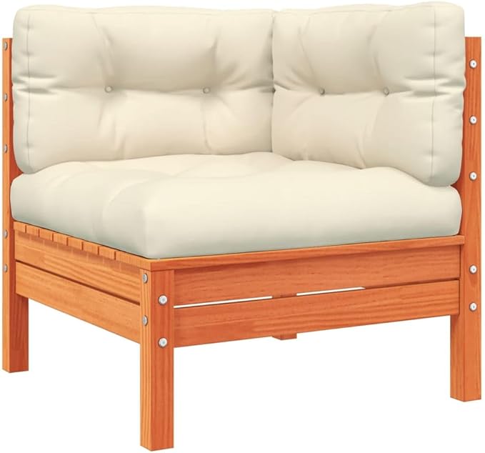 6 Piece Patio Sofa Set with Cushions, Front Porch Furniture Patio Conversation Set Garden Lounge Set Porch Furniture Set for Exhibition Poolside Piazza Wax Brown Solid Wood Pine