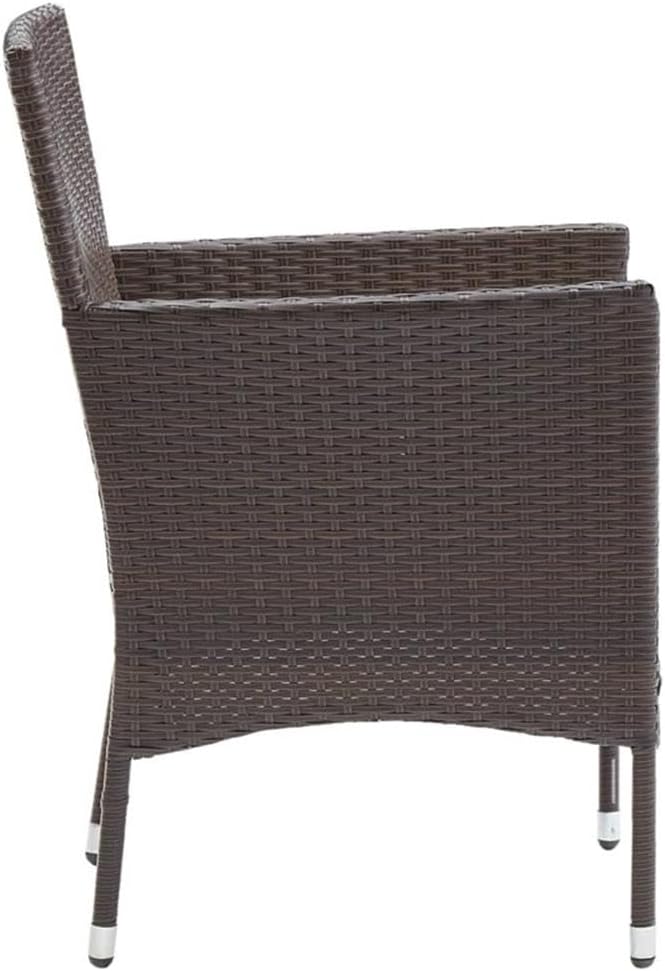 BOWERY HILL 3-Piece Patio Dining Set, Poly Rattan and Powder-Coated Steel, Brown/Cream White Finish, Outdoor Garden Furniture with Cushioned Seats, Modern Design for Terrace or Balcony Dining