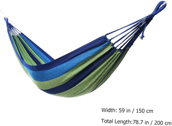 UPKOCH Double Camping Hammock Swing for Two Adults, Portable Canvas Hanging Hammock for Outdoor and Indoor Use, Thickened Wide Design Travel Swing Bed Blue