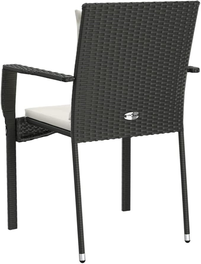 Patio Chairs with Cushions 4 pcs Poly Rattan Black, Outdoor Patio Sectional, Outdoor Sofa Set, Furniture Conversation Sets, Outdoor Porch Furniture for Balcony, Yard