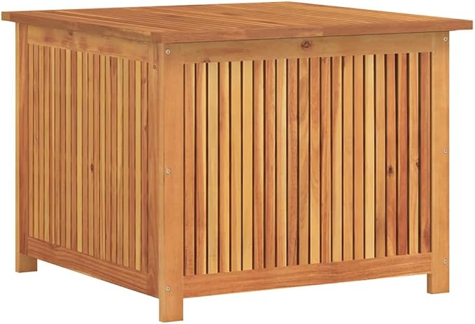 Outdoor Garden Storage Box, Solid Acacia Wood Deck Chest with Lid, 29.5x29.5x22.8 Inch Patio Organizer for Cushions, Toys, and Tools, Natural Oiled Finish