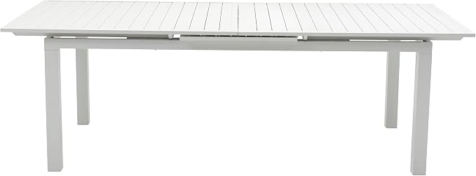 Meridian Furniture 343White-T Maldives Collection Modern | Contemporary Outdoor Patio Extendable Dining Table, White Aluminum Table, 95.5" - 119" W x 43.5" D x 30" H