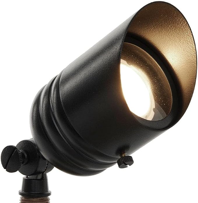 VOLT 12V Fat Boy Outdoor Spotlight (Black) & 5W 3000K MR16 LED Bulb | Solid Brass with Durable Powder Coating, 400 Lumens of Modern White Light, Ideal for Yard, Garden, Trees & House