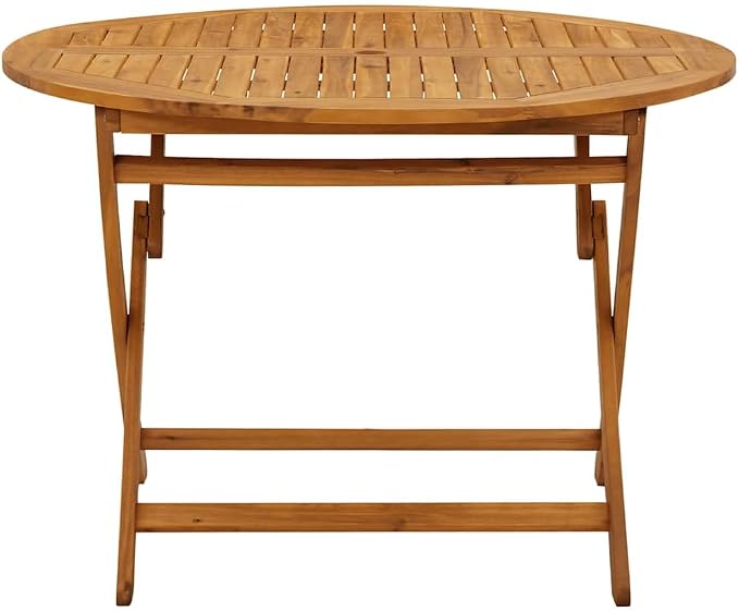 vidaXL Round Folding Garden/Patio Table - Weather-Resistant & Foldable Design - 43.3" Solid Acacia Wood - Round/Brown - Outdoor Furniture