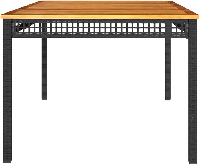 vidaXL - Garden Table/Outdoor Dining Table - Black/Brown - Acacia Wood/Steel - Rectangular - Weather- - for Garden/Balcony/Terrace - Seats 6 People - 70.9x35.4 inches