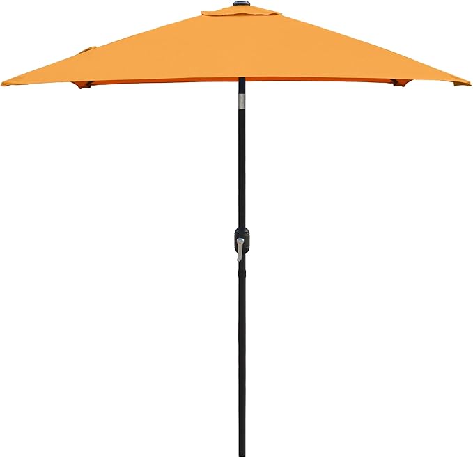 ABBLE Outdoor Patio Umbrella 6.5 Ft Square with Tilt and Crank, Weather Resistant, UV Protective Umbrella, Durable, 6 Sturdy Steel Ribs, Market Outdoor Table Umbrella, Orange