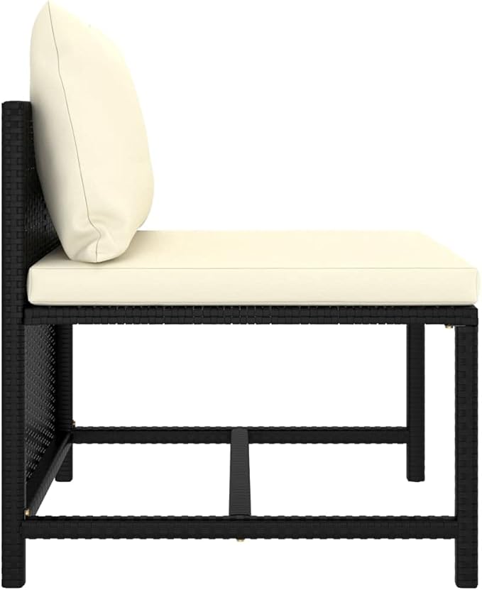 9-Piece Modular Patio Set, Black & Cream PE Rattan 8-Seat Sectional with Washable Cushions, Weather-Resistant for Garden, Balcony, Deck