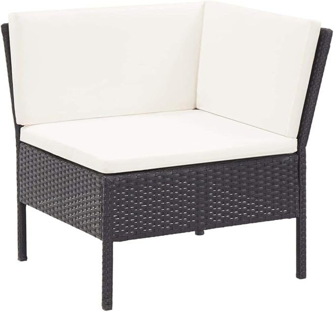 Patio Sofa Set with Cushions,Patio Lounge Set,Outdoor Furniture,Outdoor Furniture Sets,Patio Conversation Sets,for Garden,Deck,Backyard,6 Piece Poly Rattan Black