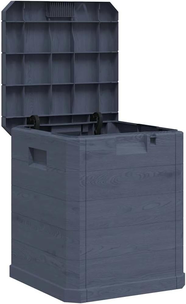 90L Wood Effect Storage Box, Durable Outdoor Indoor Organizer for Patio, Garden, and Garage with 16.7x16.7x19.7in Compact Design