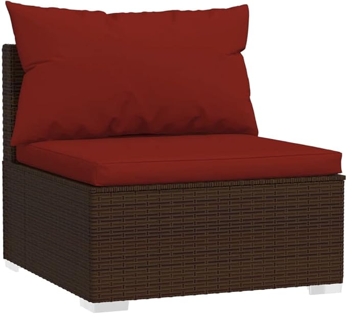 5 Piece Patio Lounge Set with Cushion, Furniture Conversation Sets Outdoor Patio Sectional Patio Lounge Set Piece Patio Set s Poly Rattan Brown