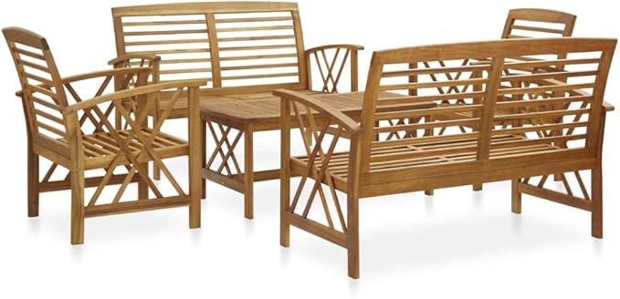 Patio Lounge Set,Outdoor Patio Furniture,Outdoor Chat Conversation Set,Garden Furniture Sets,for Patio,Backyard,Garden,Outdoor,5 Piece Solid Acacia Wood