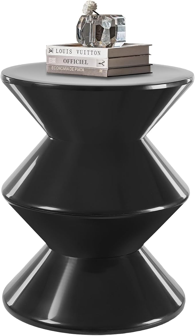 Funky Side Table Trendy Side Table Funky Sofa Stool Small Night Stand for Couch Sofa, White Outdoor Side Tables Boho Decor End Table for Coffee Patio (Black)