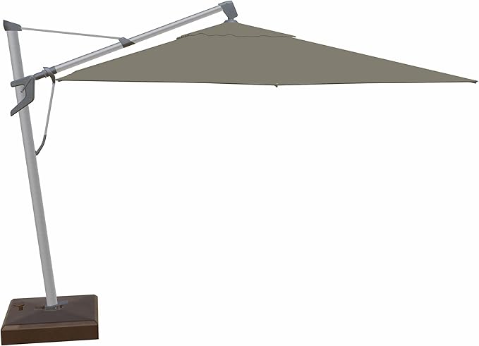 Treasure Garden AKZ PLUS Cantilever Umbrella – 10ft x 13ft Rectangular Offset Patio Umbrella – 360° Rotation & Multi-Angle Tilt – Silver Shadow Aluminum Frame with Bronze Rolling Base (O'bravia, Boulder)