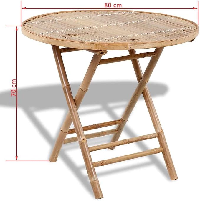 5-Piece Bamboo Folding Dining Set, Portable Indoor Outdoor Garden Furniture Table and Chairs for Patio, Backyard, Small Space, Brown