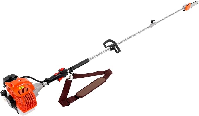 52CC Pole Saw Gas Powered,2 Stroke Gas Pole Chain Saw Cordless Tree Pruner,Extendable Chainsaw Tree Trimmer for Tree Trimming agricultur Pole Saw Gas,Hedge Trimmer W/Extension Pole & Back Strap