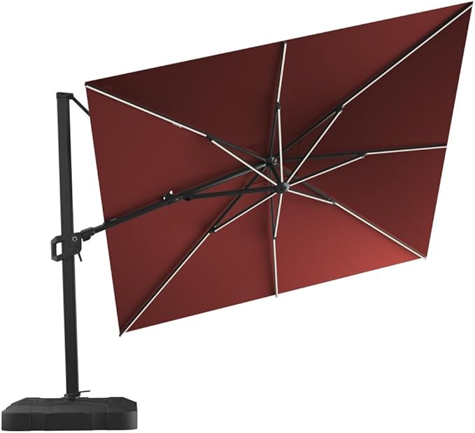 Midtown Umbrellas 9x9 Ft Outdoor Cantilever Patio Umbrella w/Sunbrella Black Frabric - Tilt 360° Rotate Offset Patio Umbrella, Deck Patio Umbrella, Backyard Umbrella & Garden Umbrella - Black Frame