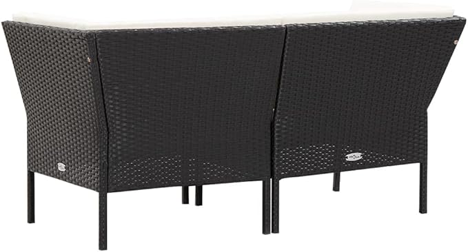 Patio Lounge Set with Cushions,Outdoor Furniture,Outdoor Furniture Sets,Patio Conversation Sets,for Garden,Deck,Backyard,6 Piece Poly Rattan Black