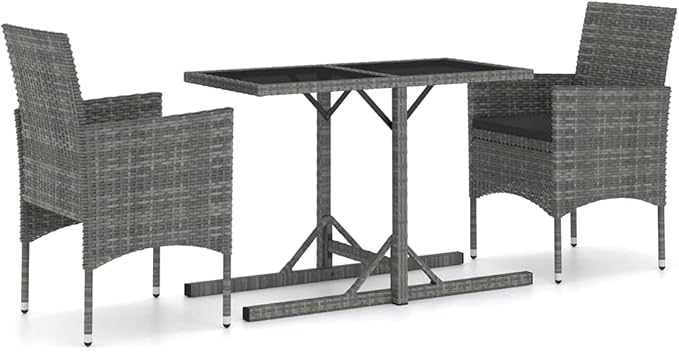 3 Piece Patio Dining Set, Outdoor Lounge Sets Porch Furniture Set Outdoor Sofa Sets Patio Conversation Set for Exhibition Poolside Piazza Garden Gray