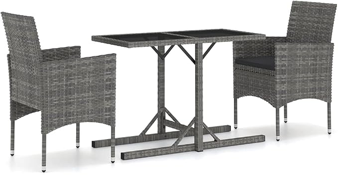 3 pcs Patio Dining Set & Conversation Set Anthracite Steel Balcony Furniture Outdoor Patio Furniture Set for Front Porch Lawn Backyard 43.3 x 20.9 x 28.3 in