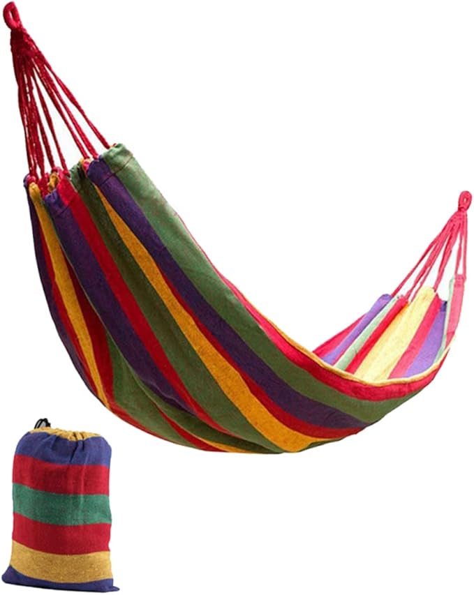 BESPORTBLE Thickened Canvas Swing Hammock for People Outdoor Camping Hammock Ropes Lightweight Easy to Carry