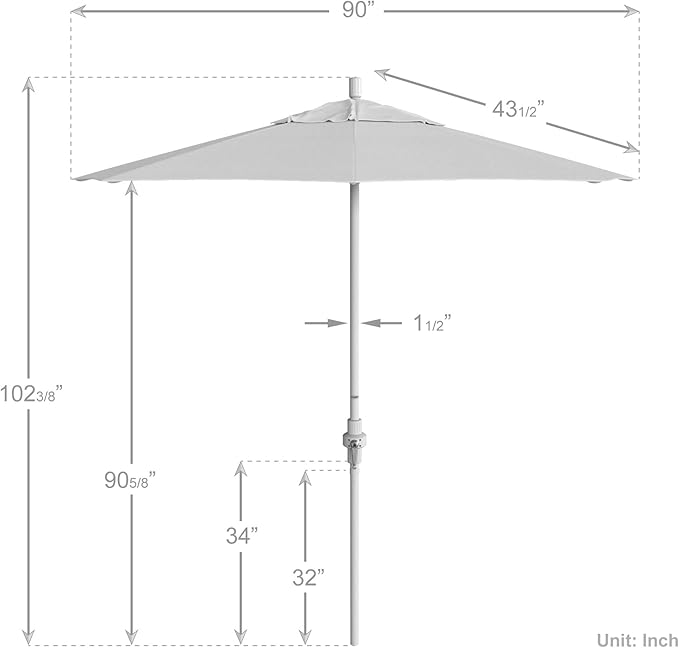 California Umbrella 7.5' Rd. Aluminum Patio Umbrella, Crank Lift, Collar Tilt, White