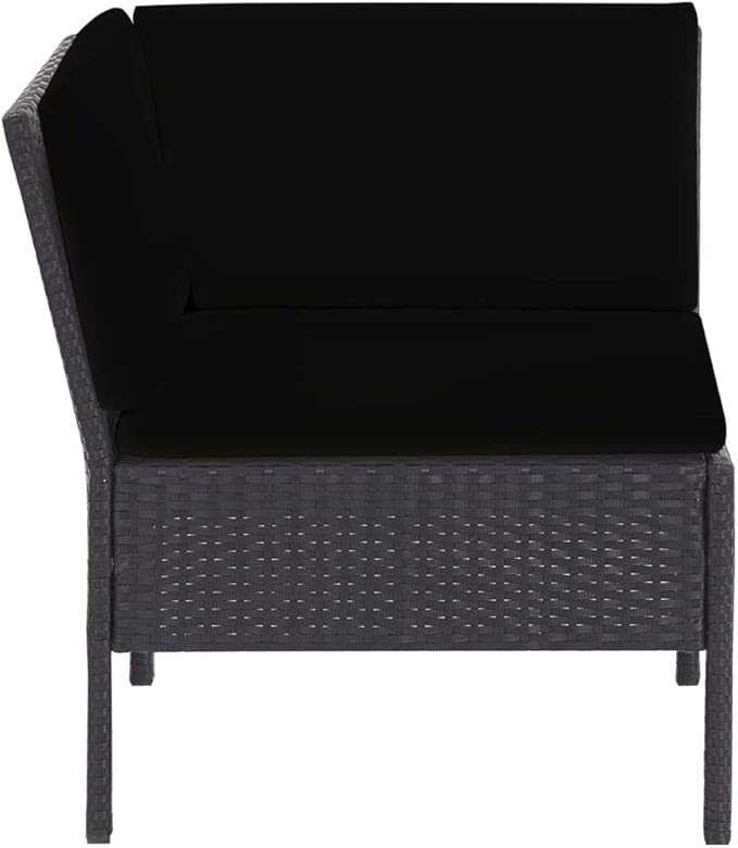Patio Lounge Set with Cushions,Outdoor Furniture,Outdoor Furniture Sets,Patio Conversation Sets,for Garden,Deck,Backyard,6 Piece Poly Rattan Black
