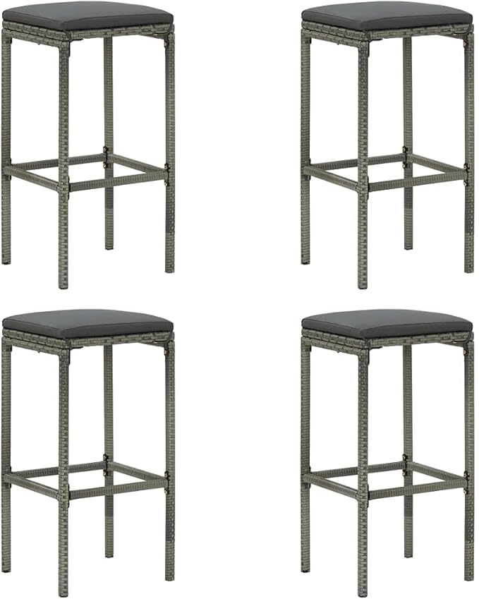 5 Piece Patio Bar Set with Cushions,Garden Table and Chairs Sets,Garden Conversation Sets, Outdoor Patio Furniture,for Patio,Backyard,Garden,Poly Rattan Gray