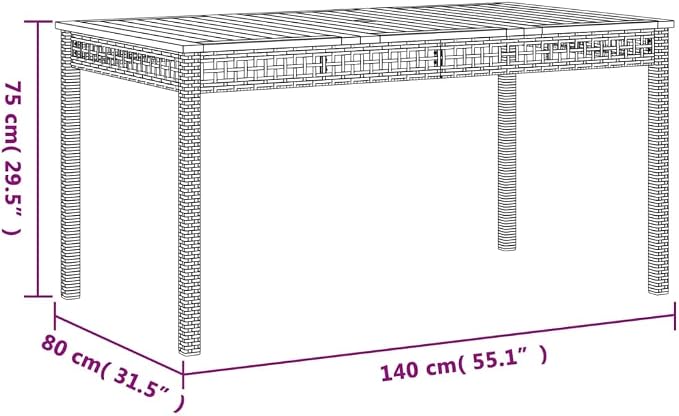 5 Piece Patio Dining Set with Cushions Beige Poly Rattan Outdoor Furniture Table and 4 Chairs Acacia Wood Top UV Proof Backyard Garden Porch Dining, Cream White Cushions