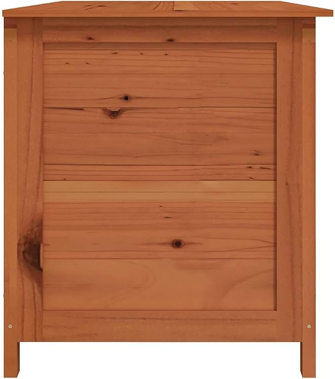 Solid Wood Fir Patio Cushion Box, 59.1"x19.7"x22" Brown Outdoor Cushion Storage for Pillows and Blankets
