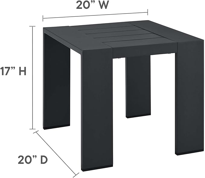 Modway Tahoe Aluminum Outdoor Patio Set of 2 Chaise Side Gray Charcoal, 3-Piece Set of Pool Lounge Chairs and Accent Table for Backyard Furniture