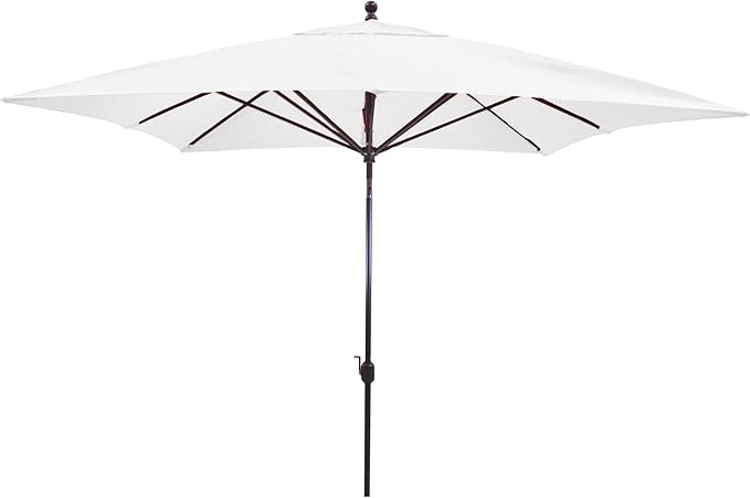 Galtech Large Outdoor Umbrella Premium Stand Alone, Threaded Bottom Pole, Secure Crank Housing, Wobble Design (10-FT SQR-Ant.Bronze Frame Sunbrella: Natural)