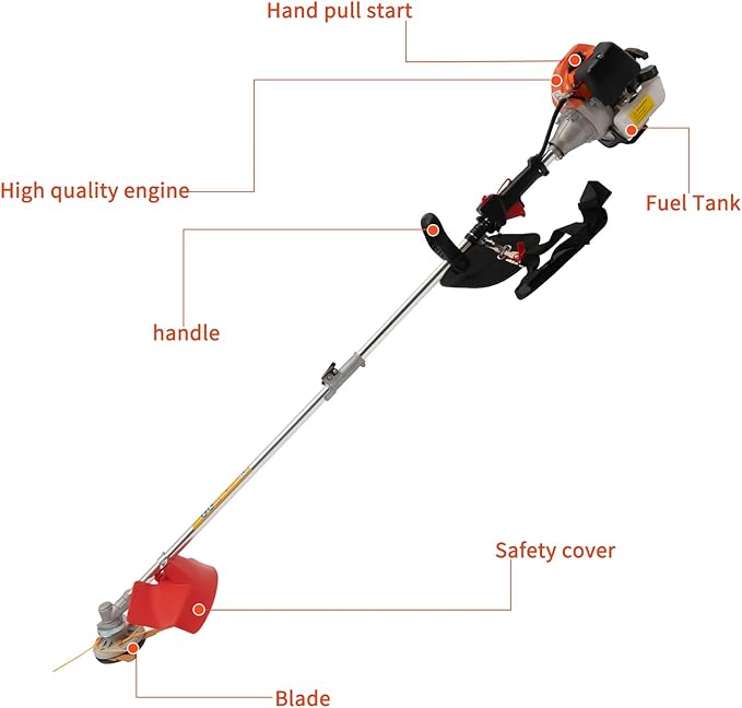 2-Stroke 33CC Gas String Trimmer, Gasoline Lawn Trimmer with 2 Blade Heads, Cordless Edger Lawn Kit Gas Powered Lawn Trimmer for Lawn Care and Garden Yard Work