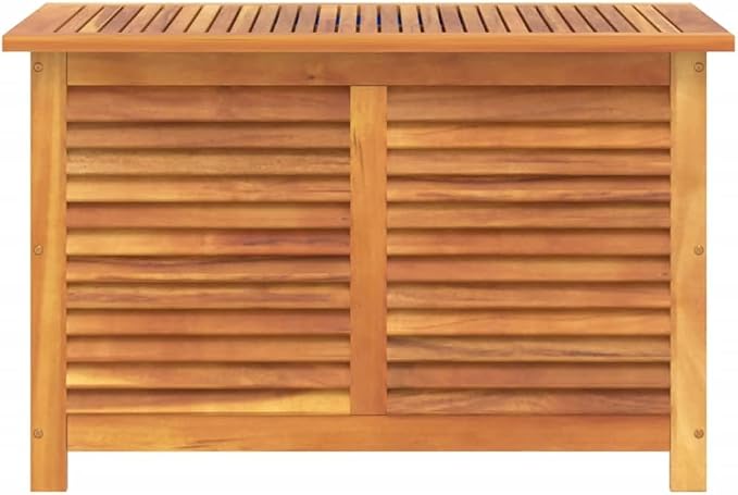 Wooden Garden Storage Box with Louver, Outdoor Cabinet Patio Storage Container for Furniture Tools, 35.4"x19.7"x22" Solid Wood Acacia,-129