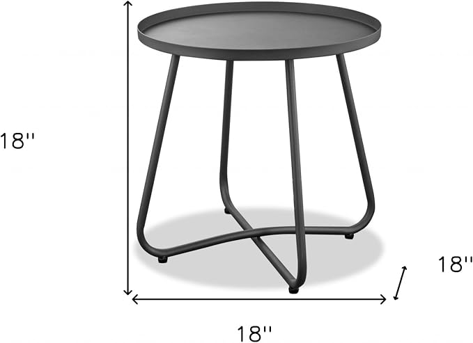 HomeRoots 18" Gray Rounded Aluminum Outdoor Side Table