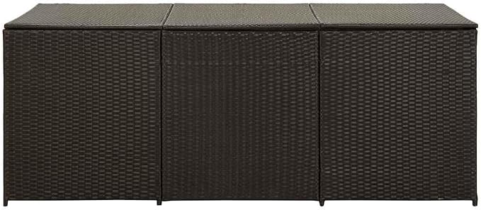 Large Outdoor Storage Box 70.9x35.4x27.6 Inch Brown Poly Rattan Deck Box with Gas Lift Lid, Waterproof PE Liner & Elevated Feet for Patio Furniture Cushions, Garden Tools, Pool Accessories