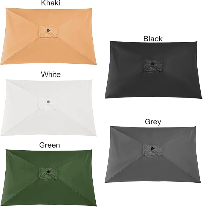 Rectangular Umbrella Canopy Replacement 6 Ribs, Fade Resistant Replacement Umbrella Canopy, Heavy Duty Polyester Fabric Outdoor Shade Canopy Cover for Market Table Cantilever Parasol Top Cover(Black)