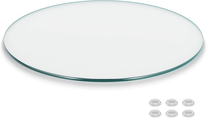 The Better Bevel 16 inch Round Glass Table Top - Clear Tempered Glass Surface Protector - Safe Pencil Polished Edge - Coffee, Dining and End Table