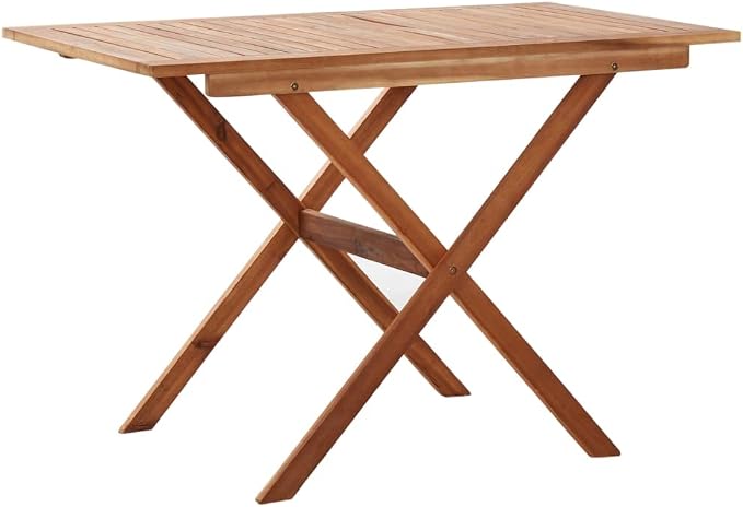 Rectangular Outdoor Garden Table for Balcony Dining Weather Resistant Solid Acacia Wood Table for Patio and Garden