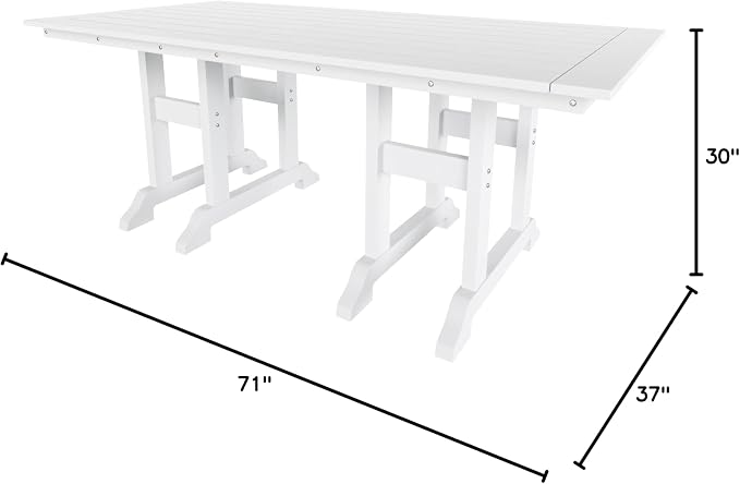 HDPE Laguna 38" X 73" Rectangular Dining Table,White