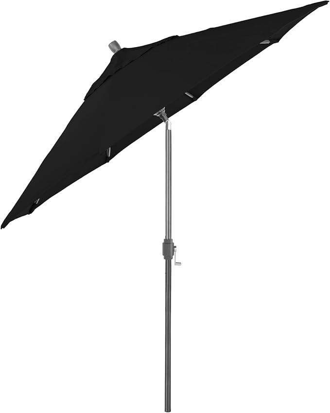 California Umbrella 12-Year-Non-Fading, 9Ft Premium Sunbrella Patio Umbrella, Hand-Crank, Button-Tilt, Gray Frame, Black Fabric