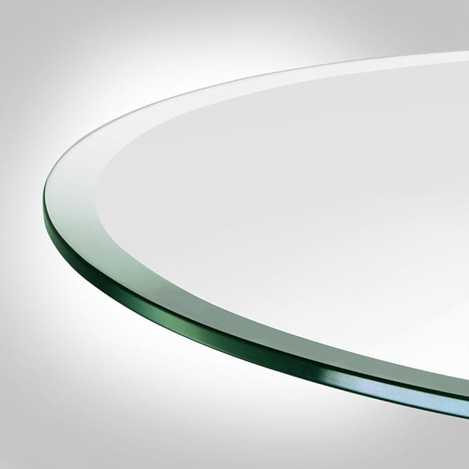 Dulles Glass 30 inch Round Glass Table Top - Tempered - 3/8" Thick Glass Surface, Safe Beveled Edge, Multipurpose for Dining Table, Patio, Coffee and End Table