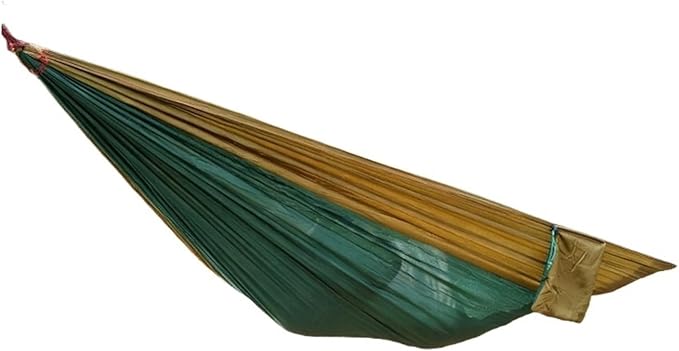 270x140cm Parachute Canopy Hammock Ultra Light Made with Ripstop Nylon for Camping and Travelling Double-Person(Brown Green)
